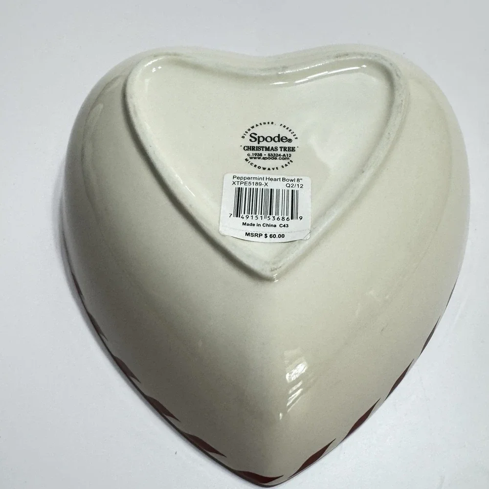 Spode Christmas Tree Peppermint Heart Candy Serving Bowl 8